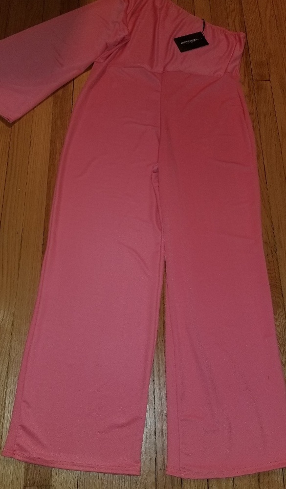 Plus Coral One Shoulder Jumpsuit